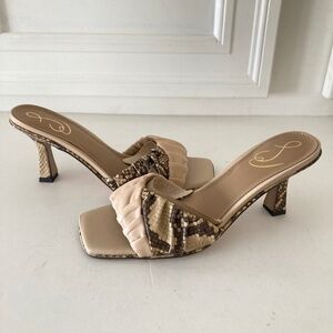 NWOT Sam Edelman Anthropologie Kittie Snake Print Peep Toe Heels Sz 8